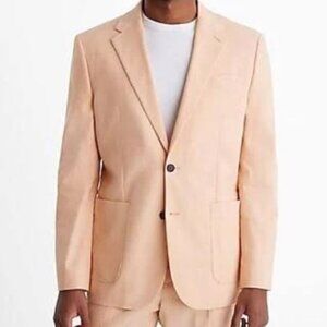 Slim Light Orange Linen-Blend Suit Jacket from Express - NWT